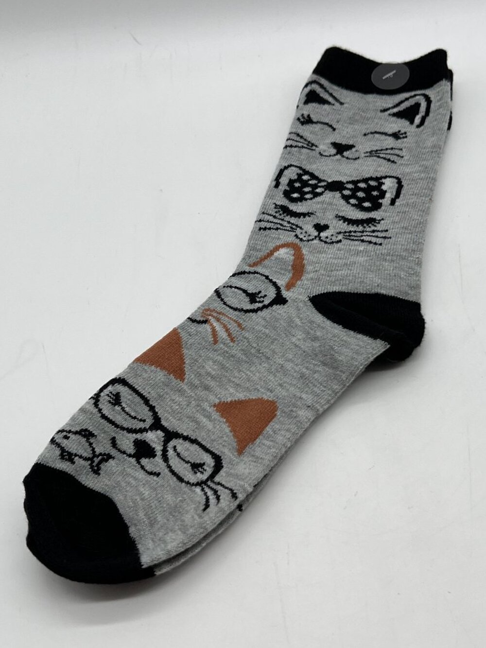 Cato Cat Crew Socks Women Size 9-11 Gray Cute Funny Novelty Socks